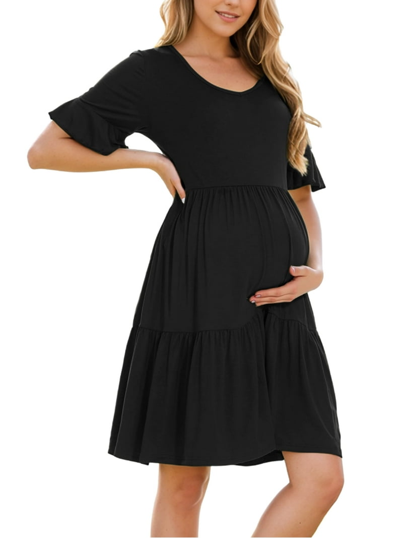 Women's Summer Maternity Dress Ruffle Short Sleeve Maternity Clothes - Walmart.com Women's Summer Maternity Dress Ruffle Short Sleeve Maternity Clothes - Walmart.com