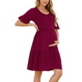 thumbnail image 1 of Women's Summer Maternity Dress Ruffle Short Sleeve Maternity Clothes, 1 of 6