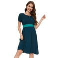 thumbnail image 1 of Women's Summer Maternity Dress Short Sleeve Pleated Waist Dress with Pockets, 1 of 3