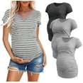 thumbnail image 1 of Women's V Neck Maternity Tops Clothes Short Sleeve Pregnancy T Shirts 3-Pack, 1 of 6