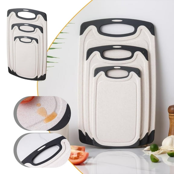 Smallsized Plastic Cutting Board - Thick Kitchen Board with Non-Slip Base and Built-in Grinding Zone - Reversible Design for Meat and Vegetable Preparation