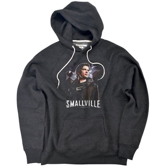 Smallville Out Of The Shadows Unisex Adult Slim Fit Pull-Over Heather Hoodie, Charcoal, Large