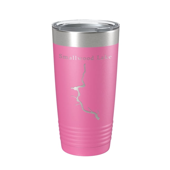 Smallwood Lake Tittabawassee Map Tumbler Travel Mug Insulated Laser Engraved Coffee Cup Michigan 20 oz Pink