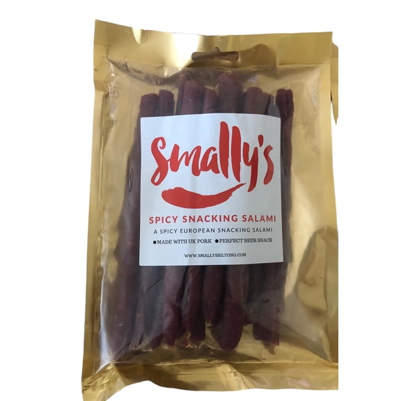 Smally's - Salami Sticks - Spicy Traditional European Style Snacking Salami, Subtle Spicy Flavour, Made With UK Pork, High Protein, Beer Snack - 200g