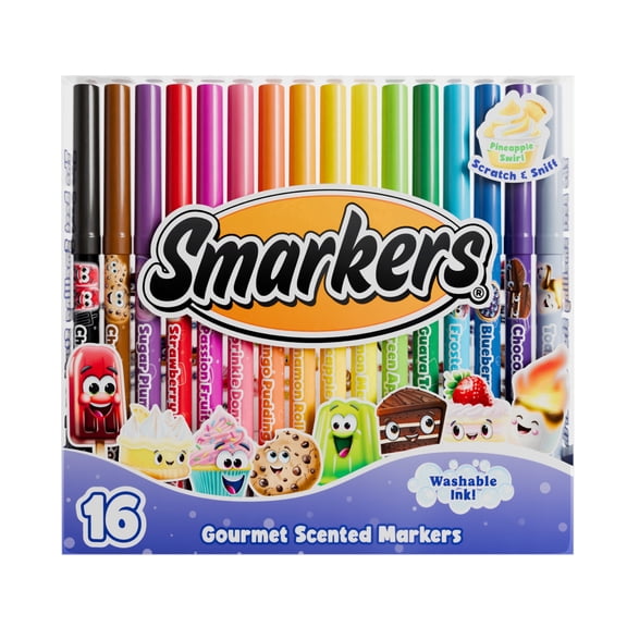 Smarkers - Washable Gourmet Scented Markers, Assorted Colors, Standard Point Felt Tip, 16 Count