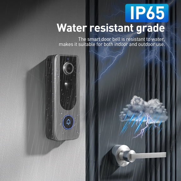 Smart 1080p Video Doorbell Camera with Doorbell Receiver, Live View, 2-Way Audio, Night Vision