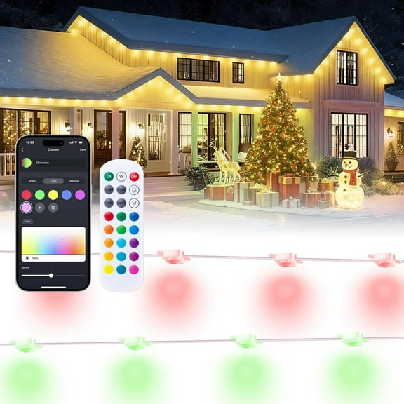 Smart 150FT Permanent Outdoor Lights, RGB LED Lights Outside with App Control - DIY Colors Scene Modes, IP67 Waterproof Eaves Lights for Christmas Halloween Holiday Daily House Roof Eternity Lighting