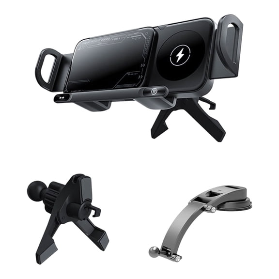 Smart 2-in-1 Auto-Rotating Car Phone Holder & Wireless Charger,Wireless Charging Rotating Car MountFoldable with 15W Fast Charging,Compatible with all mobile phones