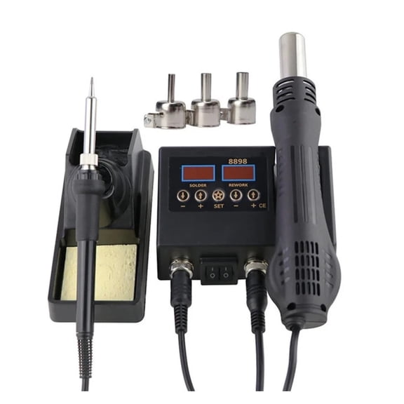 Smart 2-in-1 Lead-Free SMD Rework Soldering Station 8898, Portable Hot Air Gun & Precision Iron Kit ,Repair Gear