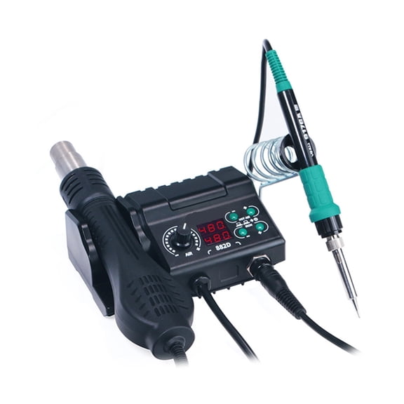 Smart 2-in-1 SMD Rework Soldering Station 882D, 750W Hot Air Gun & Precision Iron with LCD Display