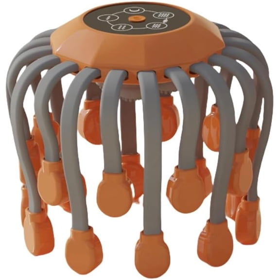 Smart 20-Claw Electric Head Massager Scalp, Wireless 360° Deep Intelligent Octopus Massage, Wireless Stress Relief Sleep Aid for Home and Travel (Orange-S)