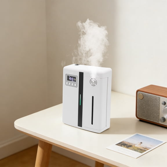 Smart 200ml NanoAtomization Scent Diffuser WallMountable White Air Machine with Intelligent Touch Control, 5.5W LowNoise (<35dB), 30600m Coverage, USB Adapter