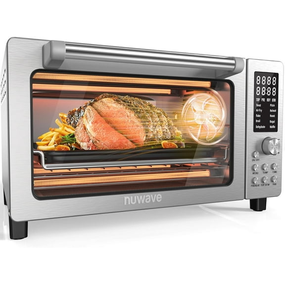 Smart 21QT Toaster Oven Air Fryer Combo, Convection Oven Countertop, 10 functions all in 1, with even & quick crisp technology, 50-450F, 1800W, Stainless Steel