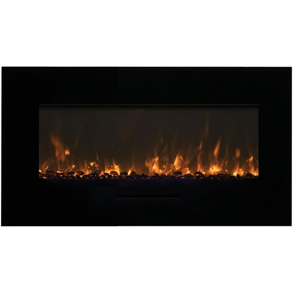 Smart 26" Flush Mount fireplace with Black Glass Surround, Log set