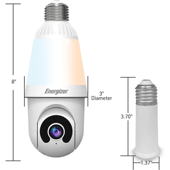 Smart 2K Light Bulb Security Camera, 1000 Lumens LED Light, 5G&2.4G Wi-Fi Outdoor Socket Camera, Pan Tilt Auto Tracking, (White, App Enabled Smart Detections)