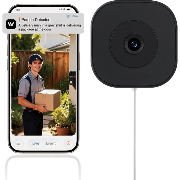 Smart 2K Window Security Camera, Window Cameras for Home Security, 2.4G WiFi Smart Window Cameras with AI Motion Detection & Colorful Night Vision, 24/7 Recording