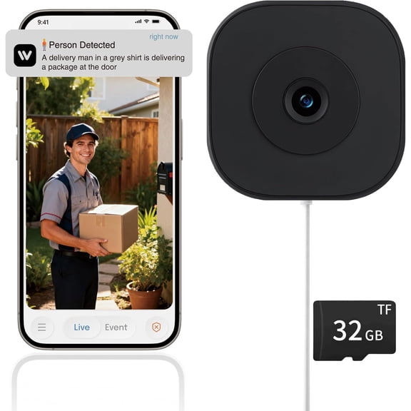 Smart 2K Window Security Camera, Window Cameras for Home Security, 2.4G WiFi Smart Window Cameras with AI Motion Detection & Colorful Night Vision, 24/7 Recording