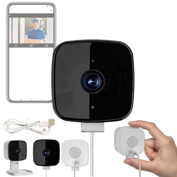Smart 2k Window Security Camera,Indoor Cameras with Color Night Vision, 24/7 Recording & Smart Alerts,Two-Way Audio,Motion Detection,Easy Install (1Pc)
