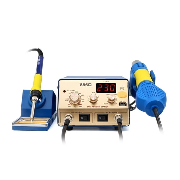 Smart 3-in-1 SMD Rework Soldering Station YX-886D, Hot Air Gun Kit with 5V 1A USB Output Panel ,Repair Gear