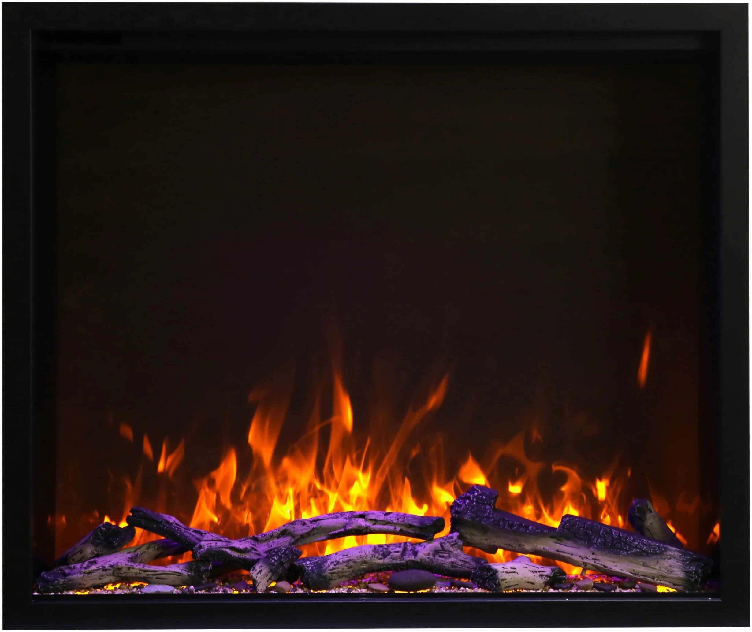 Smart 44” Fireplace – includes a steel trim, glass inlay, 20 piece log set with remote and cord