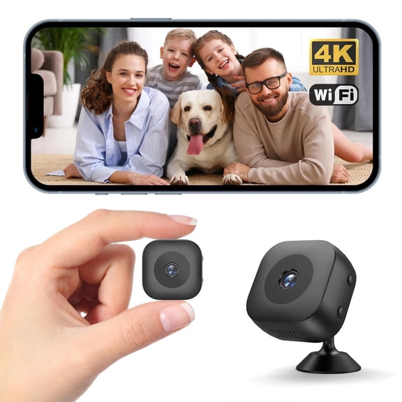 Smart 4K Mini WiFi Camera with Full Color Night Vision, HD Waterproof Security Monitor with Motion Detection for Home Indoor Outdoor