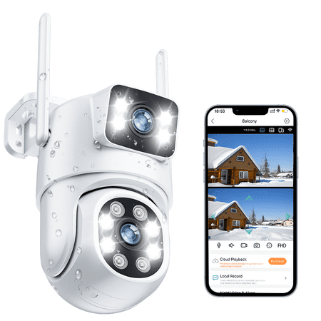 Smart 4K Security Camera with Spotlight & Siren Alarm, Full-Color Night Vision, 5G/2.4G Dual-Band WiFi, Motion Tracking, IP65 Weatherproof, Cloud/SD Storage, Two-Way Talk, 24/7 Home Monitoring