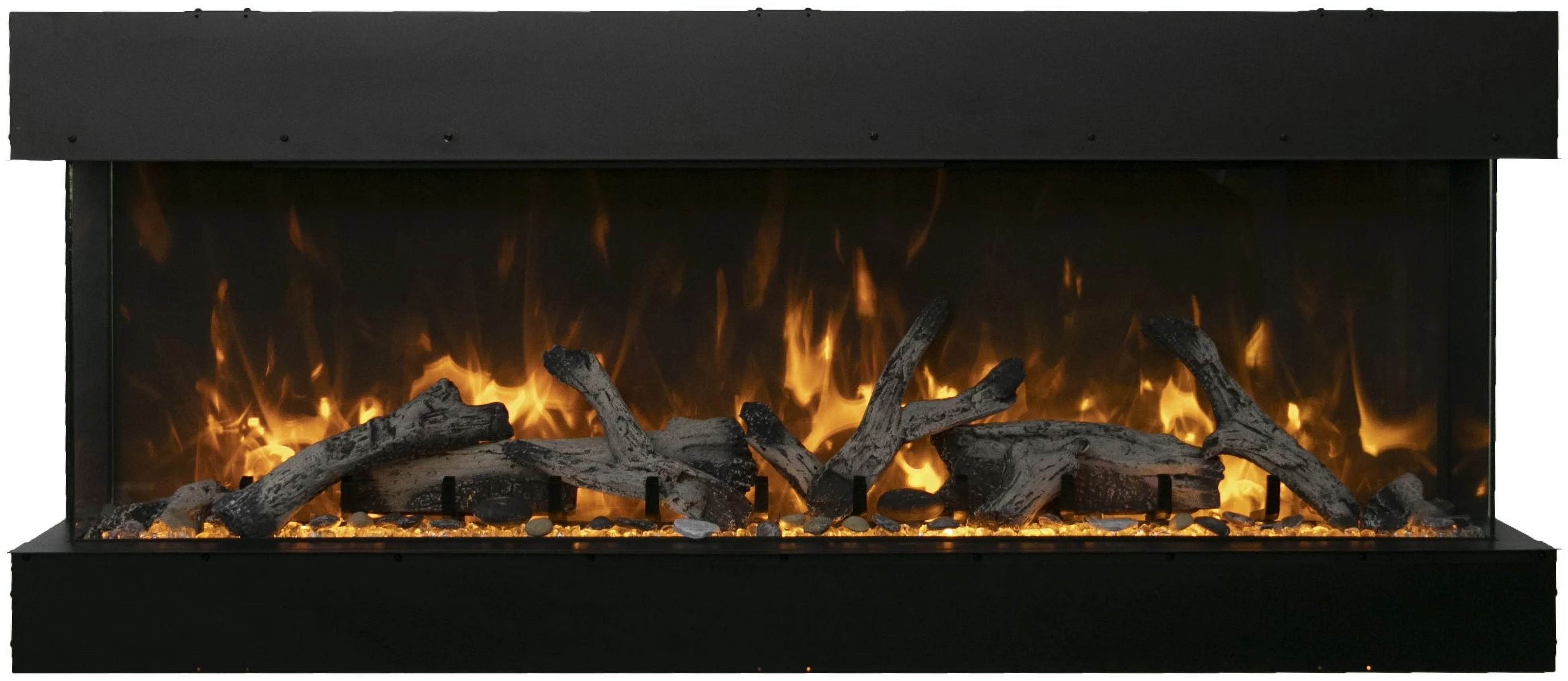 50-Inch Black 3-Sided Glass Electric Fireplace