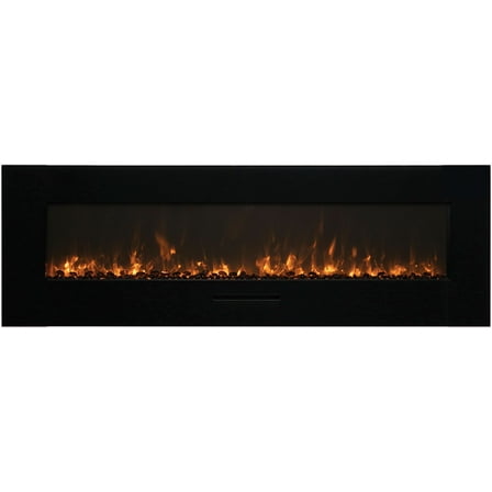 Smart 50" Flush Mount fireplace with Black Glass Surround, Log set