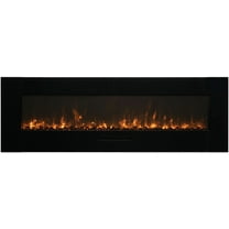 Smart 50" Flush Mount fireplace with Black Glass Surround, Log set