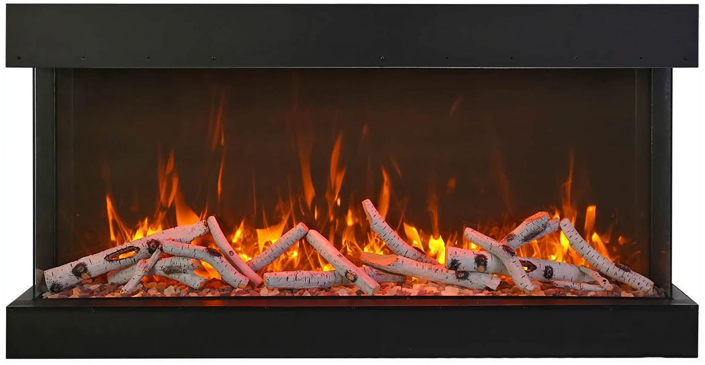 Extra Tall Black Electric Fireplace with Driftwood Media Kit