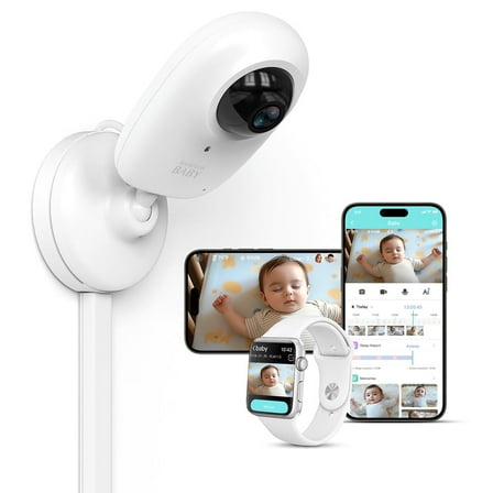 Smart AI Baby Monitor,1080P Baby Room Camera, APP,AI Detection,Cry Monitor,Lullabies,Night Vision,VOX,Two-Way Audio,Cloud & SD Card Storage,Wall Mount,Temperature Sensor,Support Smart Watch