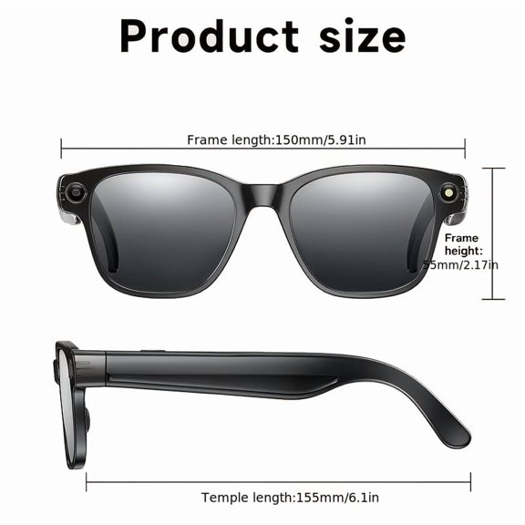 Smart AI Camera Glasses 800W Pixels TR90 Frame AI Voice Assistant Photo Video Recording Touch Adjustment 3 Styles Available