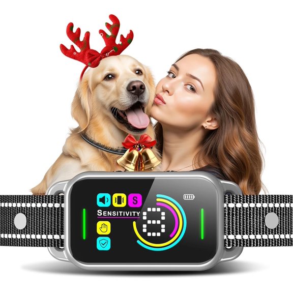 Smart AI Dog Bark Collar – 8 Sensitivity Levels, Beep & Vibration Modes, IP67 Waterproof, USB-C Rechargeable (Black)