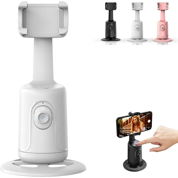 Smart AI Facial Recognition Phone Tripod, Auto Face Tracking Tripods & 360° Rotating Selfie Stick, No App,Flippable and Adjustable Angle, Camera Stand with Remote and Gesture Control