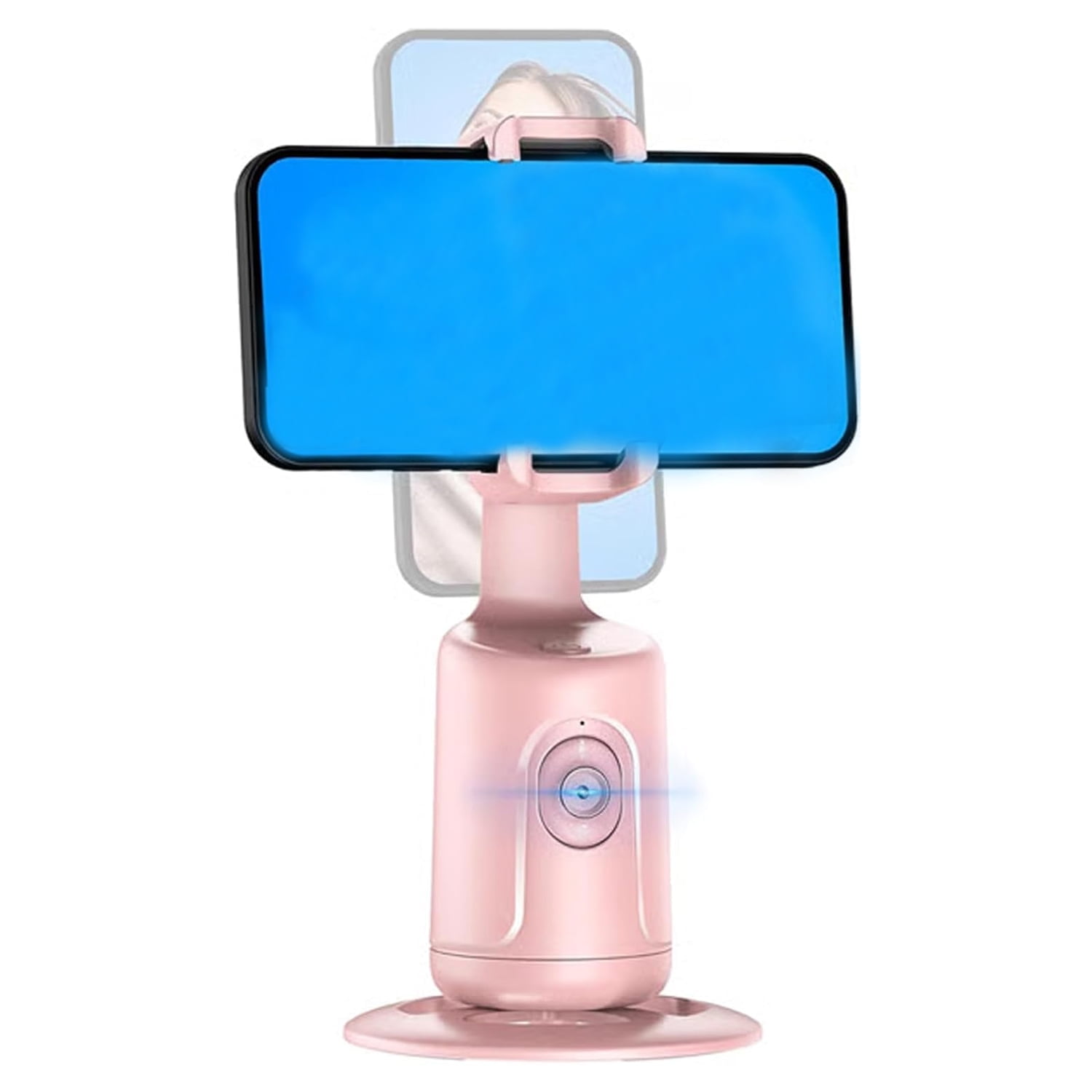 Smart AI Facial Recognition Phone Tripod, Auto Face Tracking Tripods & 360° Rotating Selfie Stick, Smart AI Motion Sensor Gimbal Stabilizer Holder with Remote for Video Recording Pink