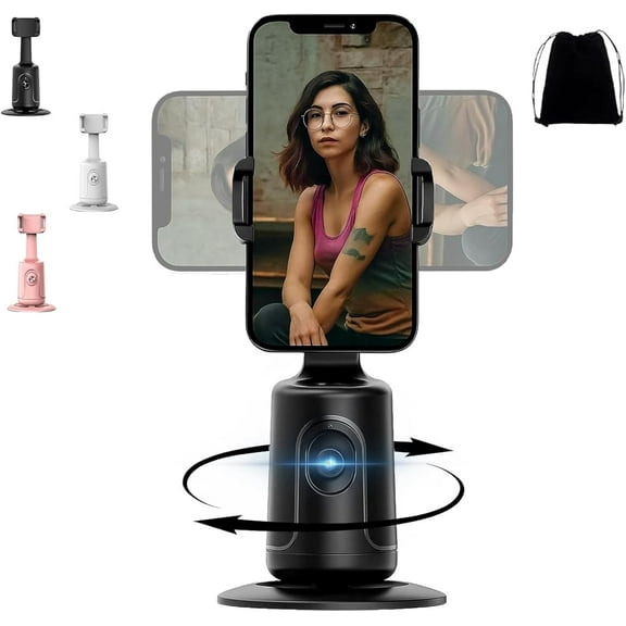 Smart AI Facial Recognition Phone Tripod, Auto Face Tracking for iPhone Android, 360° Rotation Phone Stand, Rechargeable Smart Shooting Stand (Black, Only Smart Tracking Gimbal)