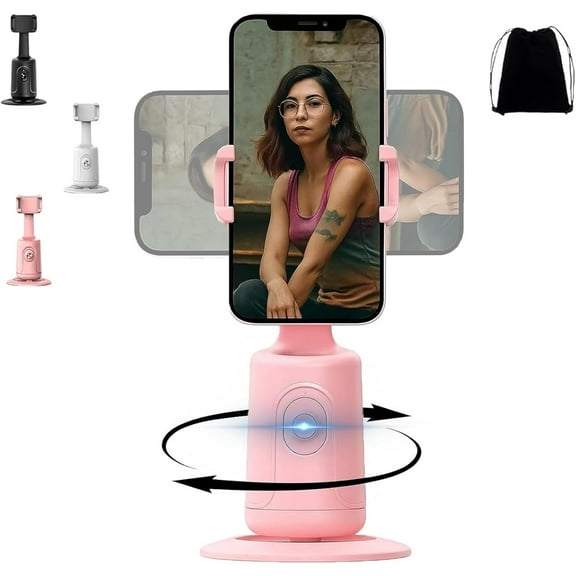 Smart AI Facial Recognition Phone Tripod, Auto Face Tracking for iPhone Android, 360° Rotation Phone Stand, Rechargeable Smart Shooting Stand (Black, Only Smart Tracking Gimbal)