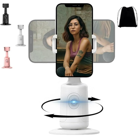 Smart AI Facial Recognition Phone Tripod, Auto Face Tracking for iPhone Android, 360° Rotation Phone Stand, Rechargeable Smart Shooting Stand (Black, Only Smart Tracking Gimbal)