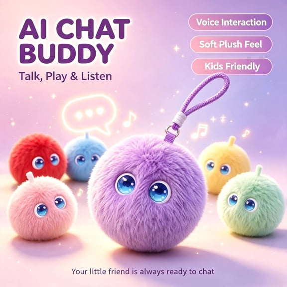 Smart AI Fluffy Plush Doll, Cute Interactive Electronic Toy | Expressive Emotional Eyes, Bedtime Storytelling, Voice Learning Companion, Multi-Language Support, Unique Creative Gift