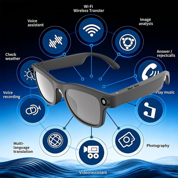 Smart AI Glasses 2026: Wireless Camera, Real-Time Translation, Music, Object Recognition, Ultra-Light for Cycling Travel Business Long Battery