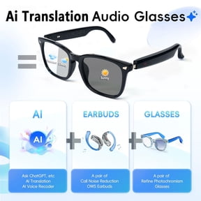 Smart AI Glasses AI Interpretation Smart Glasses with Real-Time 160-Language Translation, Photochromic Lenses, Touch Controls, for Travel, Driving, Cycling