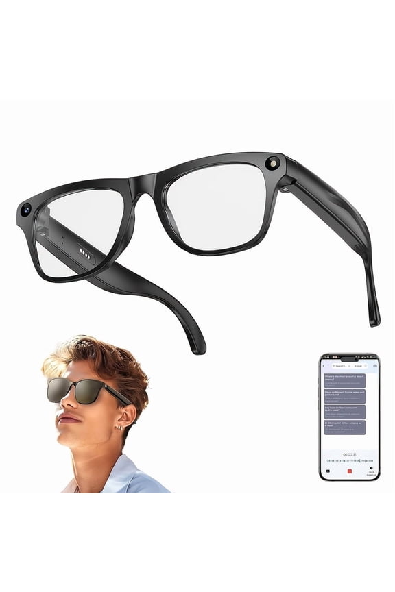 Smart AI Glasses with HD Camera, Voice Assistant, Real-Time Translation, Bluetooth Calls & Music for Outdoor Photography, Running, Hiking | Unisex Transparent Design