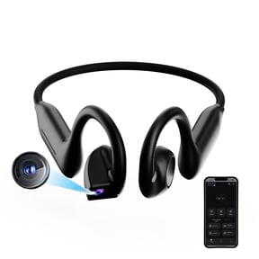 Upgraded AI-Powered Smart Wearable Open Ear Headphones with 8MP Camera Bluetooth Wireless Sports Earbuds, AI Voice Assistant, Translation Features Hi-Fi Sound for Travel Outdoor Activities (Black)