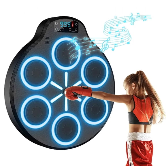 Smart AI Music Boxing Machine, 108 Lamp Beads Rhythm Boxing Target, Electronic Bluetooth Wall Mounted Boxing Mat with Gloves, Stereo Speakers, Fight Fitness Response Target