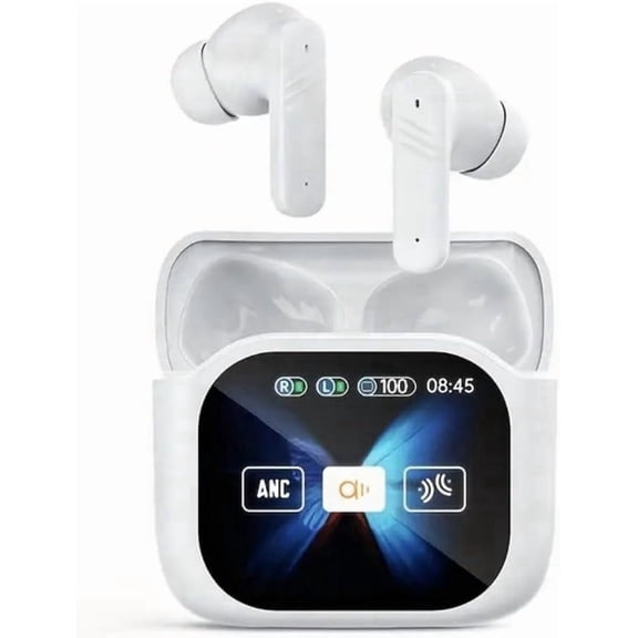 Smart AI Translation Headphones compatible with Nokia G50 - Bluetooth 5.4, 144 Languages Real Time Translator Earbuds, ANC ENC, Touch Screen IPX5 Waterproof - White