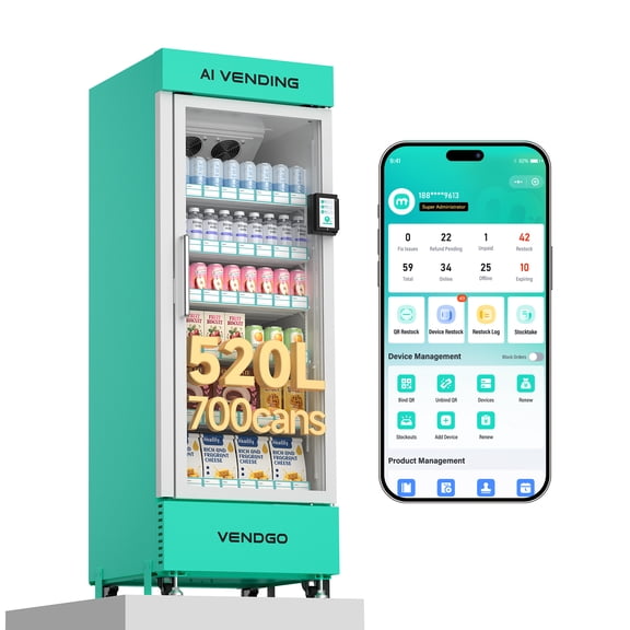 Smart AI Vending Machine (with Card Reader) Features AI Visual Recognition and Cashless Payment Support; Ideal for Gyms, Schools, Hotels, Entertainment Venues, and More