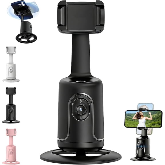 Smart AI facial recognition phone tripod, with adjustable angle and rotation, and 360° AI intelligent gimbal for face tracking. Suitable for Vlog shooting, live streaming, and selfies.