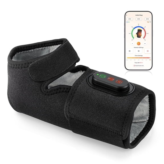 Smart APP Control Cordless Foot Ankle Massager with Heat Vibration, 3000mAh Rechargeable, Dual Device Control, NTC Temperature 3565C, Adjustable Timer Heated Foot Wrap