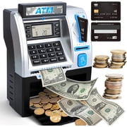 Smart ATM Piggy Bank with Digital Display, Coin & Bill Slots, Electronic Password Lock | Fun Financial Learning Tool for Kids & Adults, Electronic Money Bank, Mini ATM Machine
