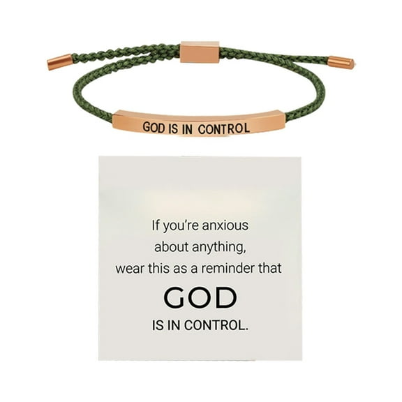 God Is In Control Bracelet Stainless Steel Inspirational Adjustable Braided Handmade Motivational Jewelry for Women Men Couple Friendship